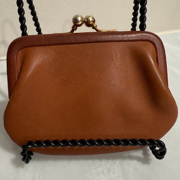 Vintage 90's Coach Kisslock Change Purse 7155 British Tan - Picture 1 of 8